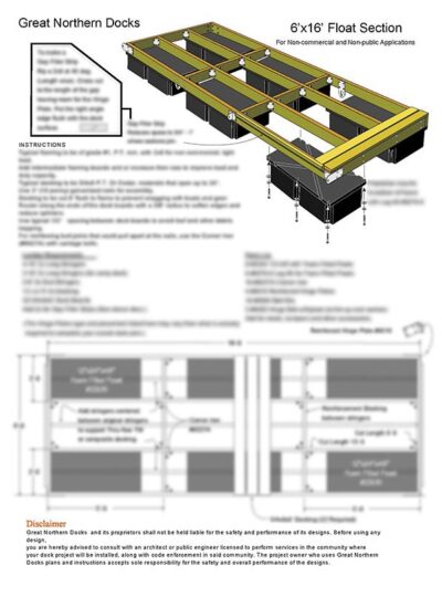 Plan Floating Dock Section 6’x16′