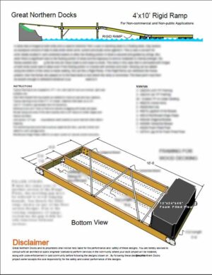 Rigid Ramp Floating Dock Section Plan 4'x10'