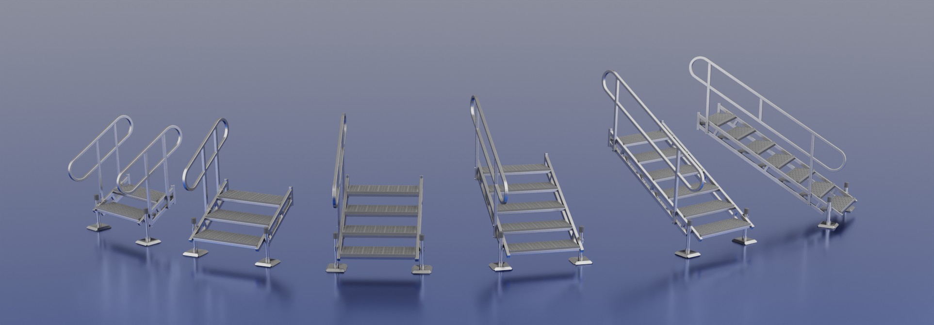 One-Piece Welded Stairs, 2-7 steps.